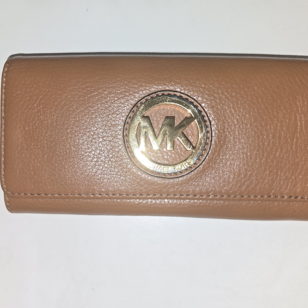 Michael Kors Tan Leather Wallet with Gold Logo
